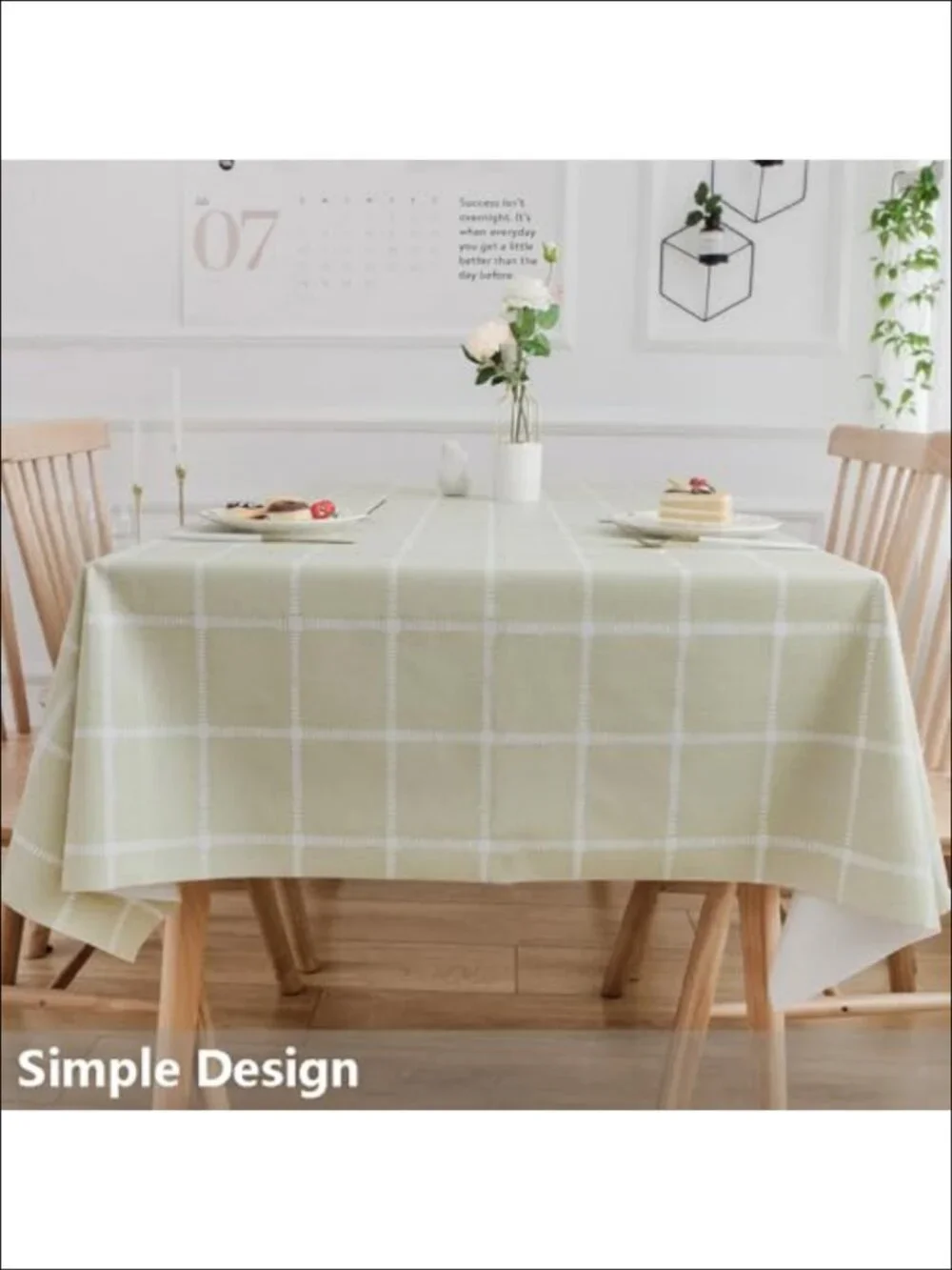 Vinyl Tablecloth Rectangular Waterproof PVC Plaid Table Cover 54x108